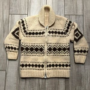Hand knit Cowichan/Siwash wool sweater jacket.